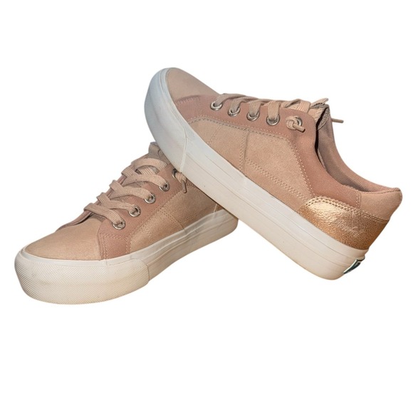 Blowfish Malibu Shoes - Blowfish Malibu Pink Suede Rose Gold Accent‎ Platform Sneakers Women